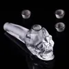 1pcs Semi Precious Clear Crystal Quartz Skull Rock Wand Smoking Pipes +3Metal Filters handicraft Increased energy