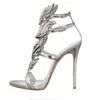 2017Top Marke Sommer Neue Design Frauen Mode Billig Gold Silber Red Leaf High Heel Peep Toe Kleid Sandalen Schuhe Pumps Frauen