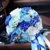 Wedding supplies blue and white roses holding flowers bride holding bouquets of plants