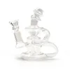 Clair Double Recycler Bong bécher à fond rond Narguilés dab rig courbe courbure Turbine Tuyaux d'eau Cire Dabber Bongs