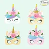 Novelty Unicorn Face Masks Rainbow Color Horse Shape Paper Masquerade Mask For Party Cosplay Decor Supplies Funny 10pc BB