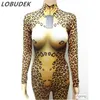 Tijger Leopard Sexy Vrouwelijke Jumpsuit Stage Leopard Print Leotard Elasticiteit Bodysuit Party Nightclub Dance Performance Costume