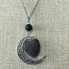 Mode hjärta kärlek lava stenmåne halsband vulkanisk rock aromaterapi eterisk oljet diffusor halsband för kvinnor smycken