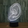 الأذن 3D LED وهم الخفيفة ليلة 7 تغيير لون تاتش مكتب تبديل الجدول مصباح # R42