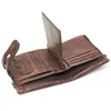 Double zipper bulk wallet anti-RFID steal fashion short casual men's wallet new genuine leather wallet