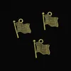 133pcs Zinc Alloy Charms Antique Bronze Plated usa flag Charms for Jewelry Making DIY Handmade Pendants 12mm