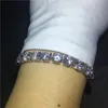 Vecalon Tennis Armband Witgoud Gevuld 8mm Diamanten CZ Zilveren Kleuren Bruiloft Armbanden voor Dames Mode Jewerly