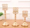 Osobliwy Metalowy Złoty Wykończenie Świecznik Uchwyt Z Kryształami Wedding Candelabr Uchwyt Centerpiece Home Decoration Candlesticks WT077