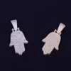 Promotie verkoop Europese stijl mannen / vrouwen hiphop sieraden zirkoon fatima hand kettingen hanger charme goud zilver kleur kubieke geschenken