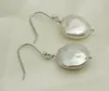 Orecchini pendenti New Pearl, colore bianco, moneta d'acqua dolce, perla d'argento 925, ciondola l'orecchino