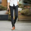 Mężczyzna Moda Smart Casual Plaid Spodnie Slim Fit Fit UK Styl Mid Walia Pełna Długość Bawełniana Pościel Proste Spodnie Dla Mężczyzn