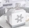Snowflake candy box birthday wedding party square hollow favor boxes with grey ribbon bow Halloween Christmas present gift wrap 6X6x6cm