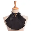 Vintage Women Jabot Neck With Bowknot Pins Punk Victorian Chiffon Ruffle Collar High Quality Fast Shipment