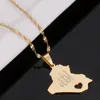 Republiek Irak Kaart Hanger Ketting Goud Kleur Allah Naam Allah Kettingen Hart Sieraden