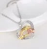 Collana mamma bambino mano nella mano amore cristallo strass cuore collane con ciondolo gioielli design cavo oro rosa dichiarazione amante regalo