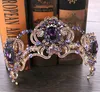 Lila Crystal Crown Hoop Crown Headdress Brudbröllop Tillbehör