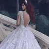 Последние кружевные платья с длинными рукавами O-вырезом с кристаллами из бисера Vestidos de Noiva Long Train Свадебные платья Robe de Mariage Hy233