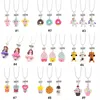 Child cute Best friends forever Necklace Monkey Donuts Princess dog food Ice cream Resin Pendant Bead chain For Children friendship Jewelry