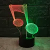 LED moderne note de musique veilleuse 3D lampe Illusion musicale Luminaria lampe de chevet 7 couleurs changeantes lampe d'ambiance musicale entière Dro5031845