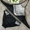 Europejski Styl Amerykański Kobiety Koronkowy Swimsuit Zestaw Sexy Hollow Out Summer Swimwear Dwa Kawałki Bikinis Dla Lady 18yh W