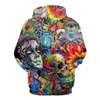 Paint Skull 3D Printed Hoodies Men Women Sweatshirts Hooded Pullover  5xl Qlity Tracksuits Boy Coats Fashion Outwear New