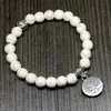 8 mm weiße Howlith-Perlen, Yoga-Perlen, Kürbis-Mala-Gebetsarmband für Meditation, Lebensbaum-Anhänger, Armband für Frauen