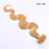 Body Wave U Tip Hair Extensions 14 '' - 26 "Keratin Haar op Capsule Machine Made Remy Fusion Nail Hair Blonde 1G Strand 100Sstrands / Lot