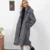 Winter Womens Plus Size Faux Fur Coat Długi Szczupła Zagęszczona Ciepła Kurtka Hairy Trendy Ciepły Odzież Outwear Futro Trentchcoat 6Q0366