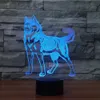 Visual Husky Pet 3D Night Light LED Lampe de table 3D Lihgting 7 Changement de couleur USB Lampe Chambre Dormir Décoration de Noël # R54