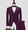 Tuxedos de marié bordeaux sur mesure, excellents smokings de mariage pour hommes, costume de fête d'affaires formel de haute qualité (veste + pantalon + cravate + gilet) 993