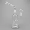 Hi Si Glass Bong! Hex Stemless Bubbler glass water pipes with Removable Mouthpiece Geyser Perc bent neck 11 inches