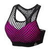 Soutien-gorge de sport en maille patchwork pour femmes, haut court sexy, chemise sans manches, entraînement sportif, fitness, ajouré