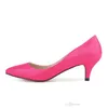 Marka tasarımcısı-Sapatos Feminino Moda Bayan Seksi Düşük Orta Kitten Topuklar Ayakkabı Pu Patent Deri Sivri ABD Pompaları 4-11 D0069