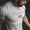 Mens Summer Tshirts Letters LPh Print Kort ärm TEES Fitness Muscle Slim Fit Tees Tshirt