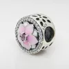 Authentique argent sterling 925 émail rose fleurs de magnolia charmes boîte originale pour perles bracelet à breloques fabrication de bijoux 7036151