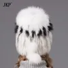 women knitted Mink Fur Hat styles female fur Cap with fox fur pompom lining Women Winter Headwear girls hats for beanies DHY-25 D1264z