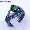 choucong 4 colori Birthstone donna claddagh anello 5A zircone cz Black Gold Filled Wedding Band Set da sposa anello per donna uomo