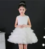 Girl's Pageant Dresses High-Quality White Red Puff Skirt Child Eauty Pageant Round Neck Lace Spring Summer Children Flower HY086