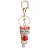 7 stilar leende katt nyckelring kristall nyckel fob rhinestone nyckelringar kattunge hängsmycke charm nyckelring handbag bil nyckelringar smycken