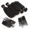 Ishow 10A Brasileiro Kinky Curly Com Fecho de Renda Malaio Peruano Tecer Cabelo Humano 3 Pacotes Ofertas para Mulheres Meninas Todas as Idades Natu8364546