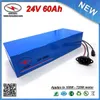 BIG Capacity PVC Cased 700W Electric Bike Battery 24V 60Ah with S amsung 18650 3C cell 30A BMS + 2A Charger FREE SHIPPING