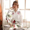 가을 겨울 여성 의류 Ojeck Sleepwear 잠옷 러브 러브 Pijamas Mujer 긴 소매 면화 섹시 파자마 여성을 설정