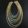 Multilayer lange kwasten maxi ketting kettingen 15 goud zilver zwart retro overdreven accessoires sieraden voor vrouwen