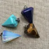 Lapis Lazuli Tiger Eye Opalite Malachite Turkos Hängsmycke Bullet Crystal Quartz Point Prism Healing Pendulum Halsband Charms Craft