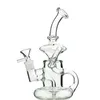 Klein Glass Bong Tornado Recycler Bongs 8 tum Vattenrör 14mm Kvinna Joint Oil Dab Rigs med Quartz Banger eller Bowl HR024