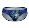 Nya män med låg midja trosor Ice Silk No Trace Sexy Men 3D Print Underwear U Convex Design Underpants Men 1 Piece