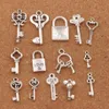 140pcs / lot mix Love Key Locket Charm Perles Antique Argent Pendentif Bijoux DIY LM47 14styles244x