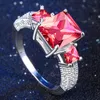 Blanc rouge bleu cubique zircone anneau grandes pierres précieuses cristal anneaux anneaux de mariage femmes mode bijoux cadeaux livraison directe 080305