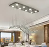 Chandeliers contemporâneos Retângulo de cristal lustre de chuva k9 K9 Light Light Light Wave Design Mount para sala de jantar
