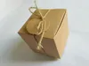 Kraft Paper Candy Box Square Cookies Boxes DIY White Brown Prezent Pakiet Organizator